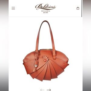 Boldrini Selleria Golden Tosca Opera Cognac Leather Fan-Detail Bag